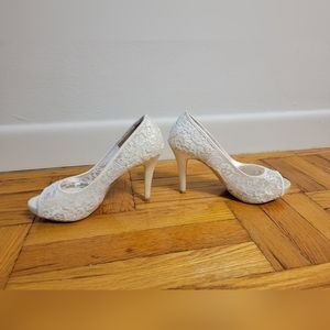 White Lace Heels